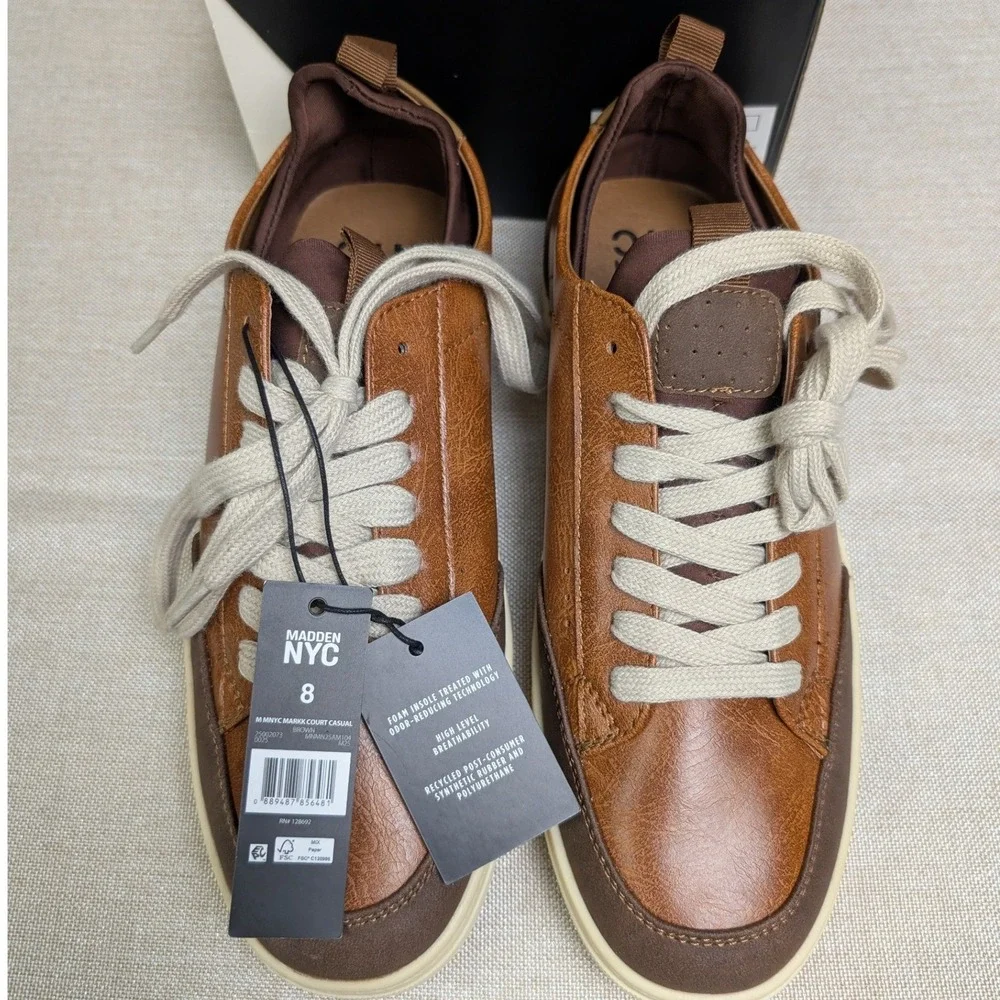 Madden NYC Markk Court Casual Mens Size 8 Brown NWT Low Top Sneakers